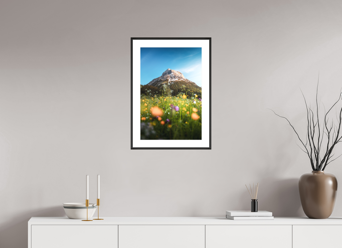 40 x 60 cm, Rahmen-Schwarz Omeshorn in the Sunset Glow, Lech