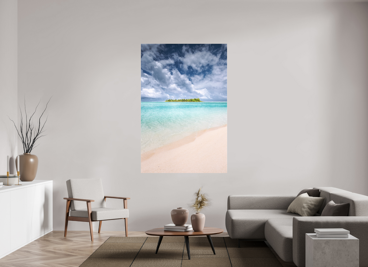 120 x 180 cm, Photo Print Under Acrylic Glass Tropical Coastline, Aitutaki