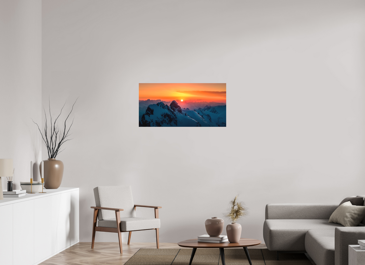 100 x 50 cm, Papierprint ohne Rahmen Winter Sunset Above Lech Zürs, Arlberg
