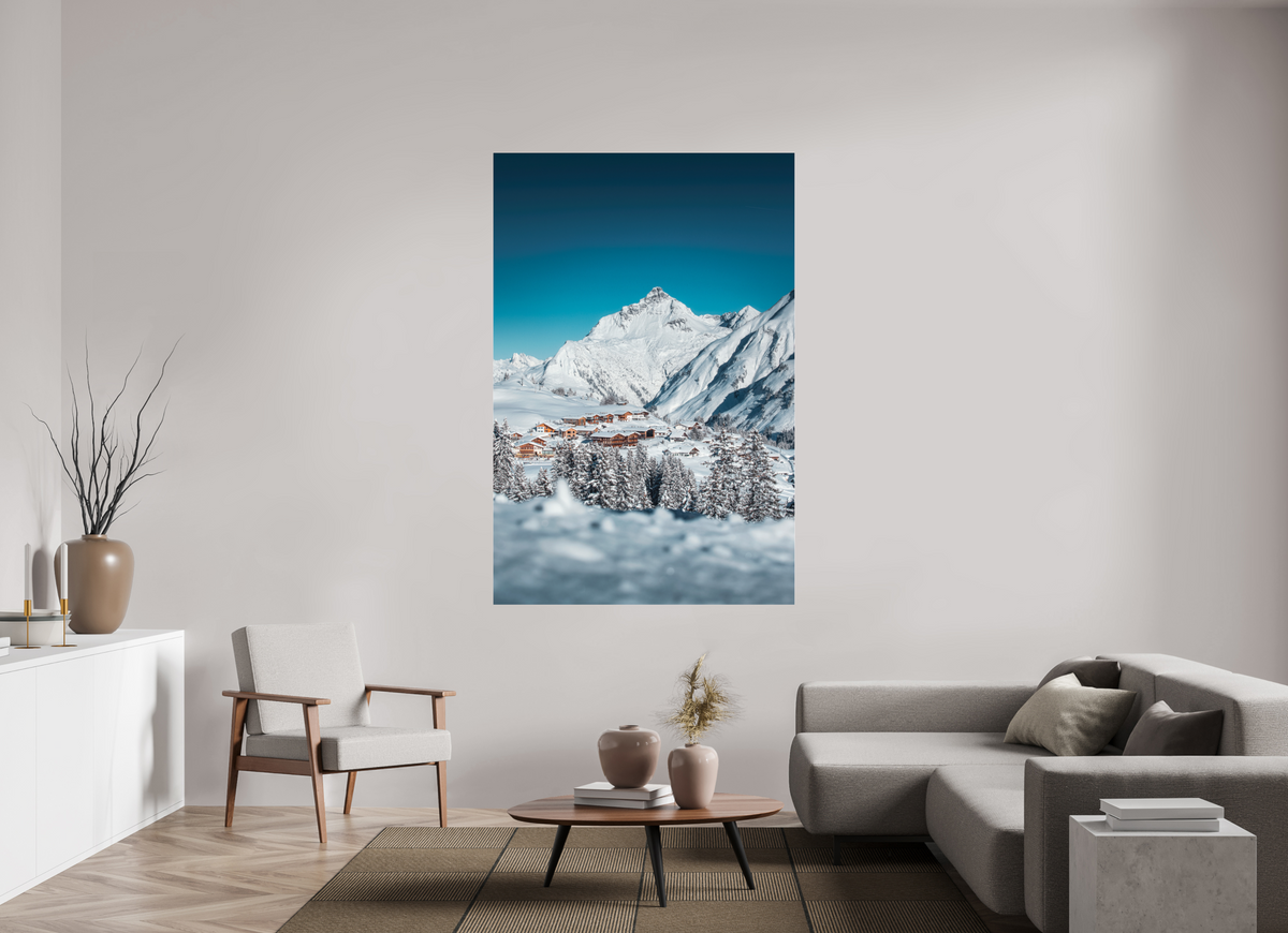 120 x 180 cm, Photo Print Under Acrylic Glass Oberlech Village with Biberkopf, Arlberg