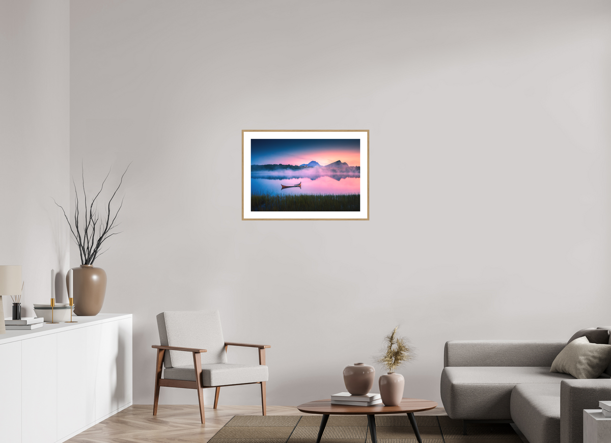 75 x 50 cm, Rahmen-Holzoptik Evening Mood, Lofoten