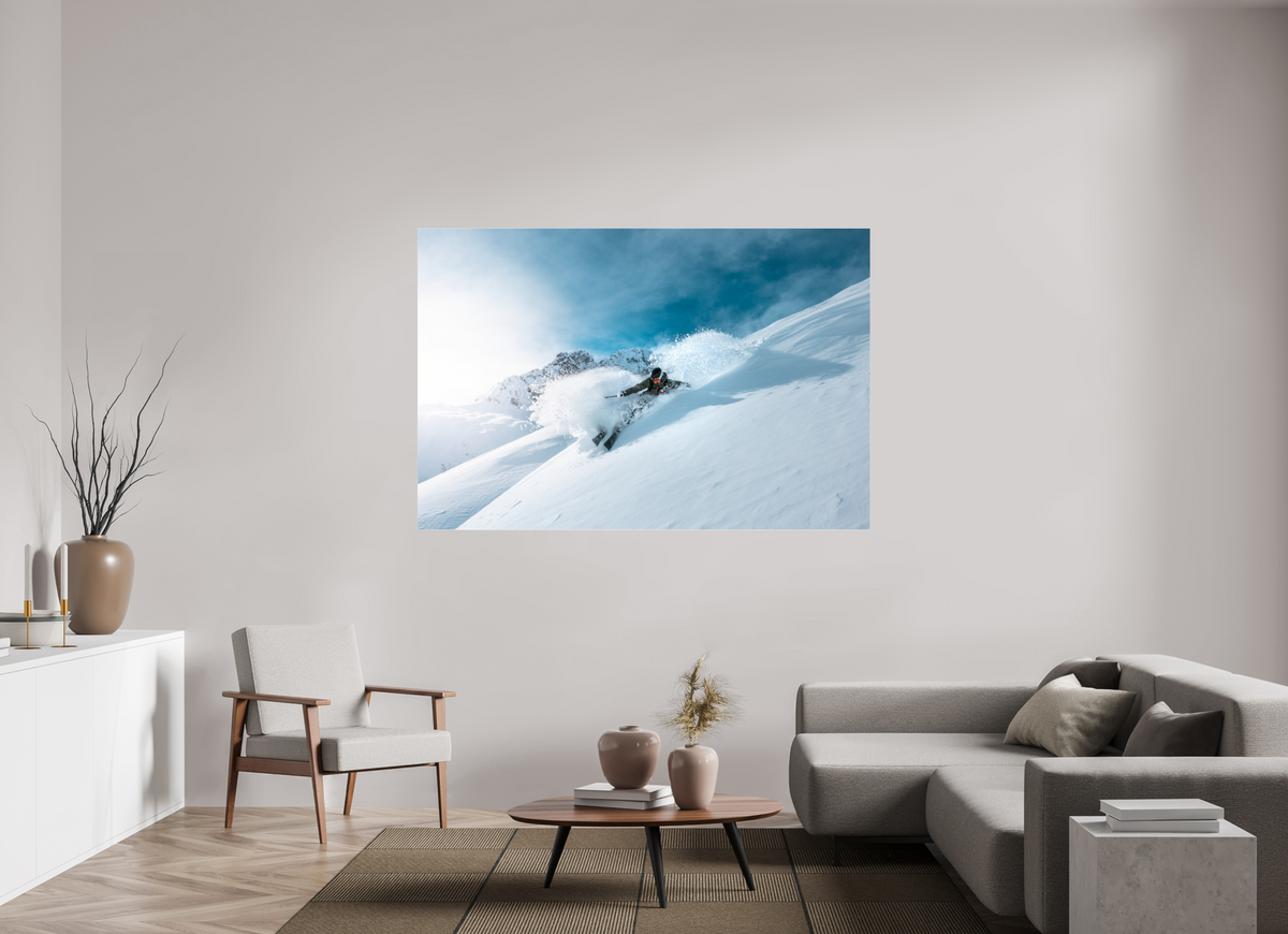 180 x 120 cm, Photo Print Under Acrylic Glass Deep Powder Turn, Zürs