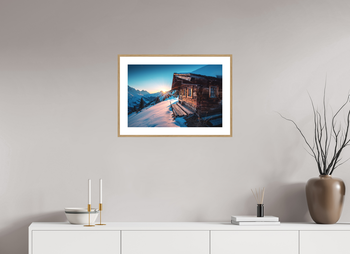 60 x 40 cm, Rahmen-Holzoptik Zuger Hütte, Arlberg