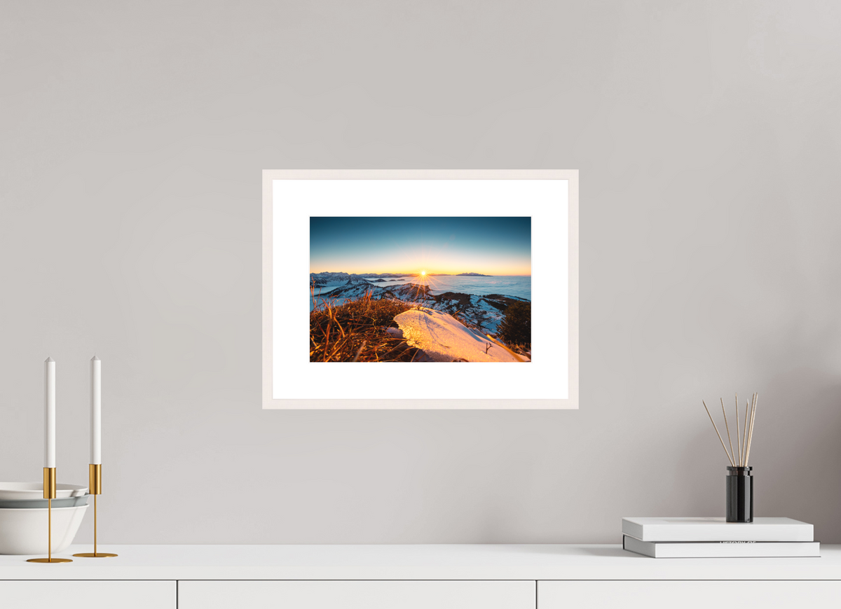 30 x 20 cm, Rahmen-Weiß Sunset at the Hohe Matona, Vorarlberg