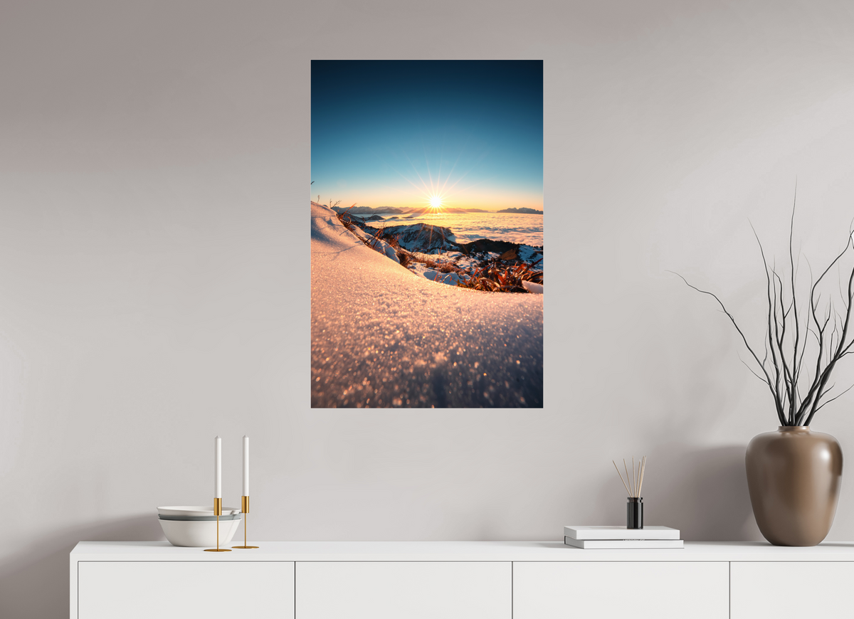 60 x 90 cm, Photo Print Under Acrylic Glass Sunset Mountain Layers, Vorarlberg