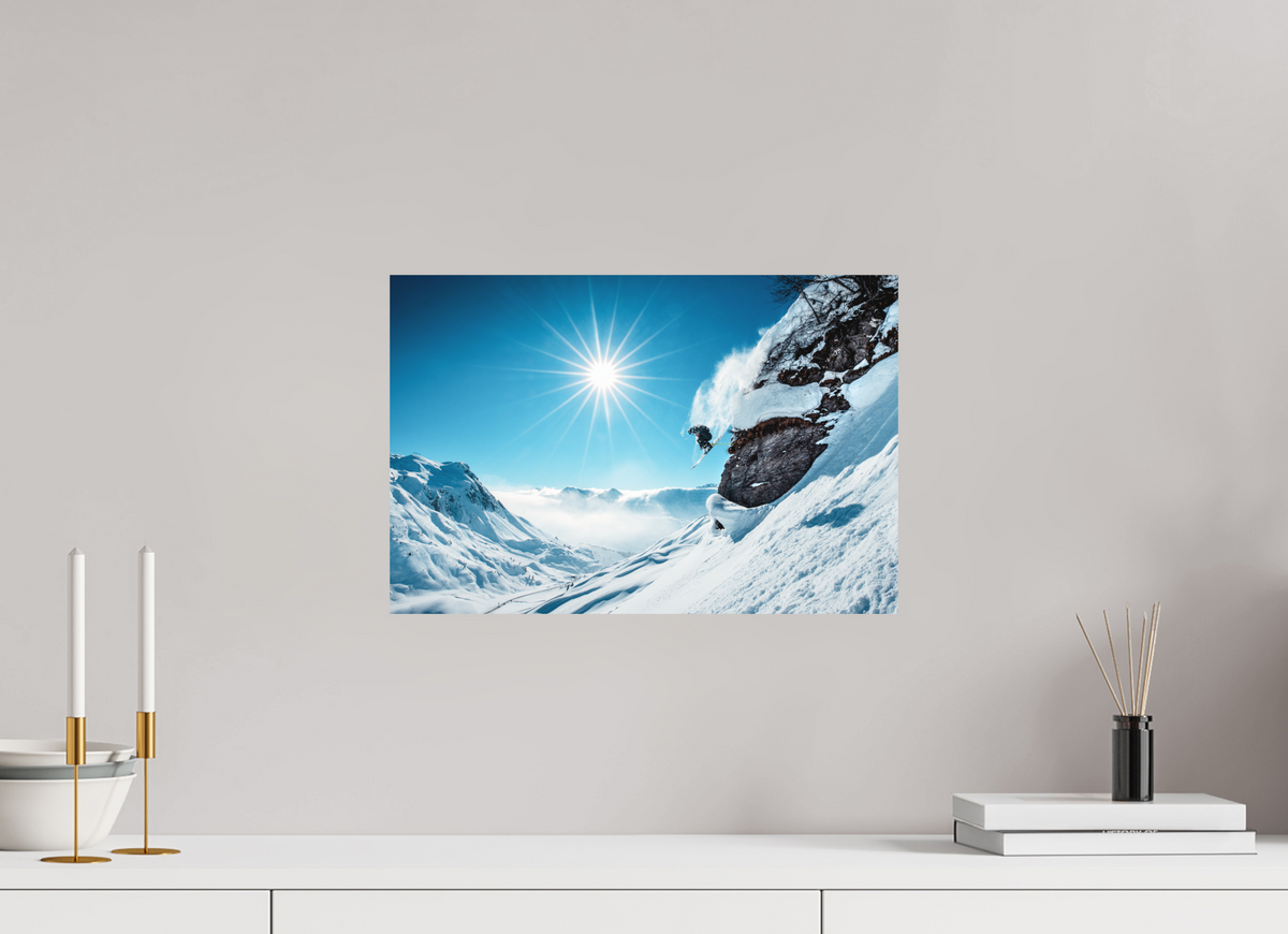 45 x 30 cm, Papierprint ohne Rahmen Freeride Jump, Lech Zürs