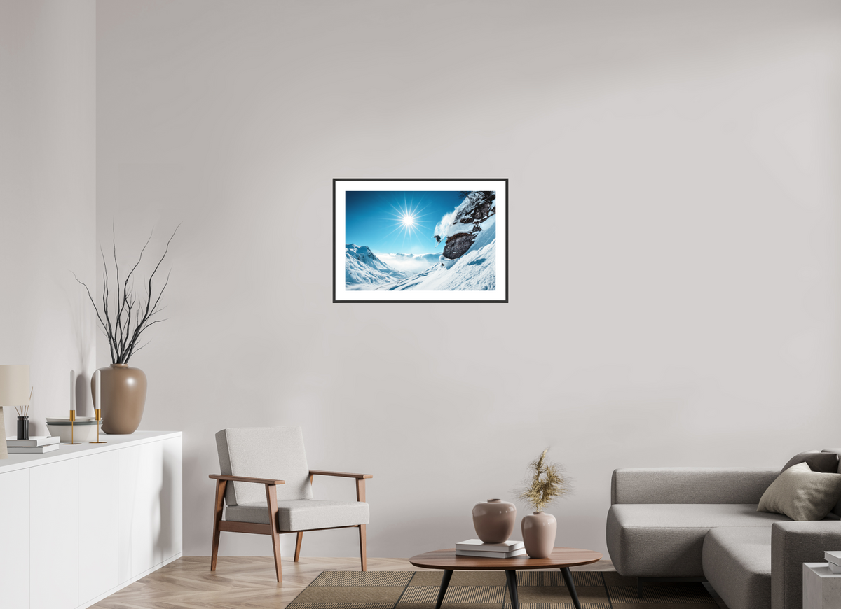 75 x 50 cm, Rahmen-Schwarz Freeride Jump, Lech Zürs