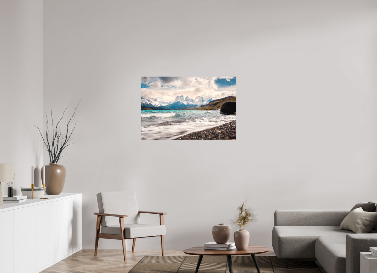 105 x 70 cm, Papierprint ohne Rahmen Torres del Paine, Dramatic Skies