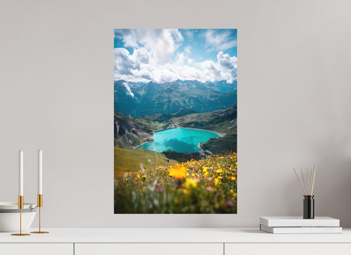 40 x 60 cm, Papierprint ohne Rahmen Turquoise Lake in Summer, Lech