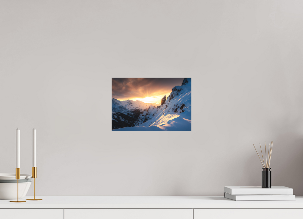 30 x 20 cm, Papierprint ohne Rahmen Black Tower at Sunset, Zürs