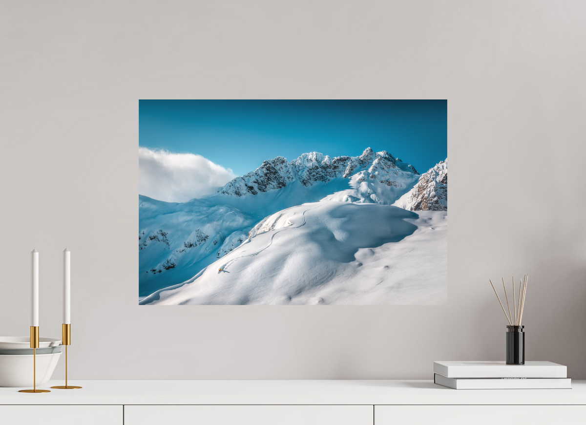 60 x 40 cm, Papierprint ohne Rahmen Freeride Curves, Lech Zürs