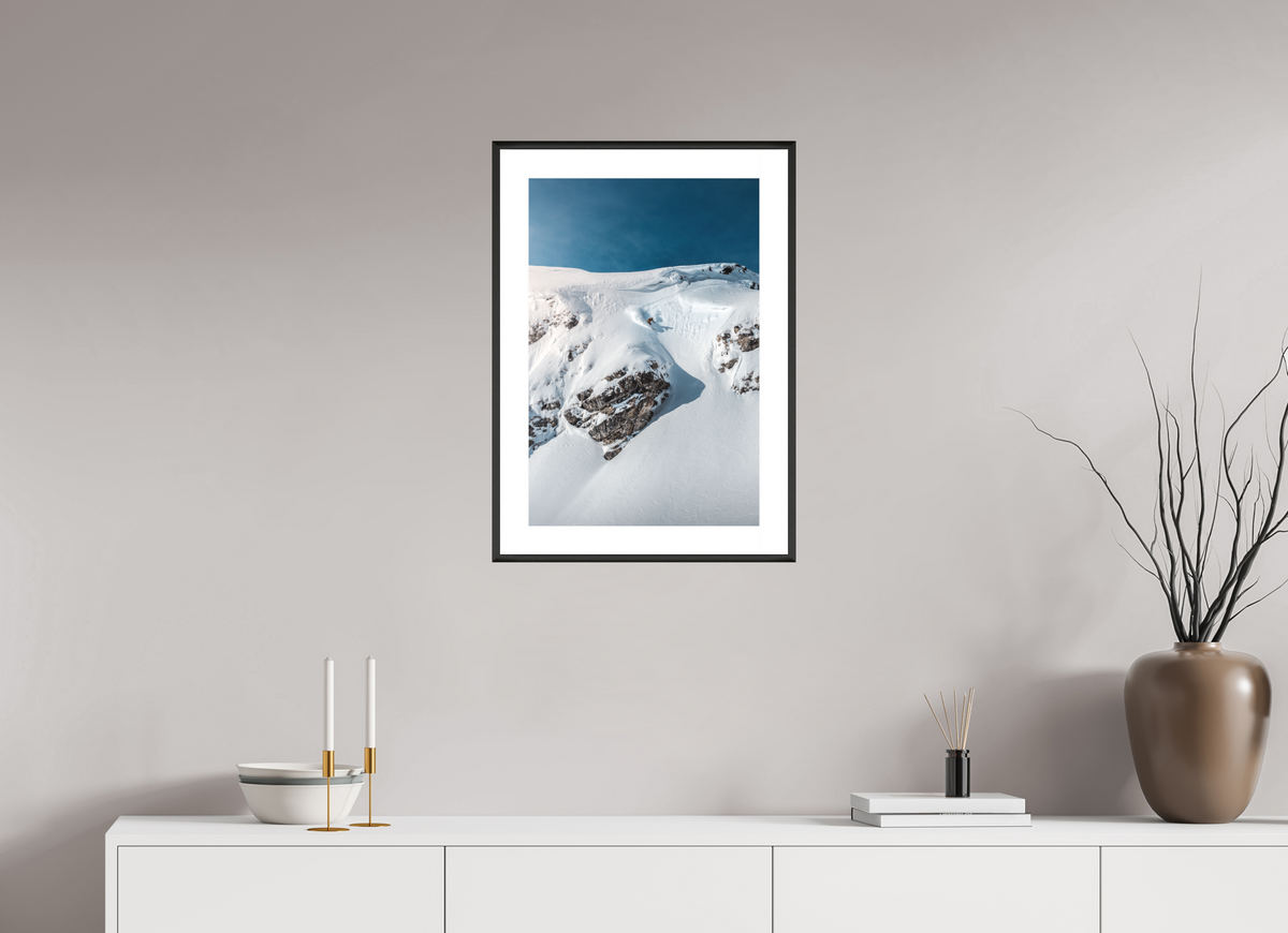 40 x 60 cm, Rahmen-Schwarz Skier Dropping a Steep Line, Arlberg