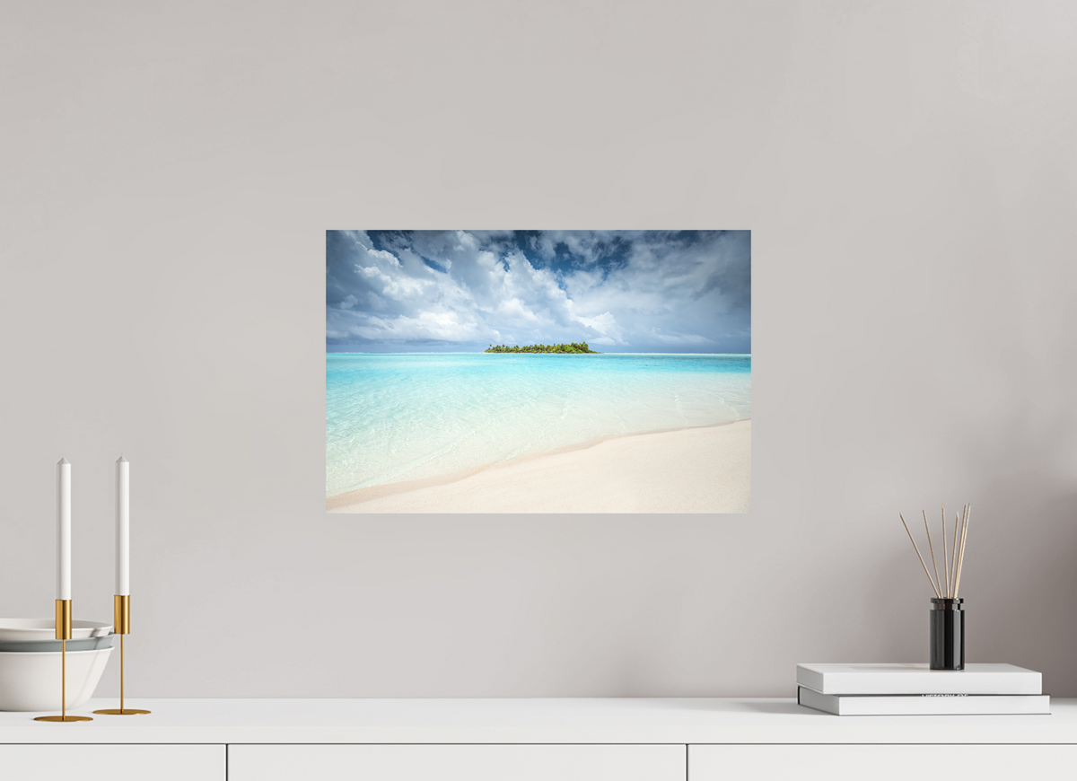 45 x 30 cm, Papierprint ohne Rahmen Island in the Lagoon, Aitutaki