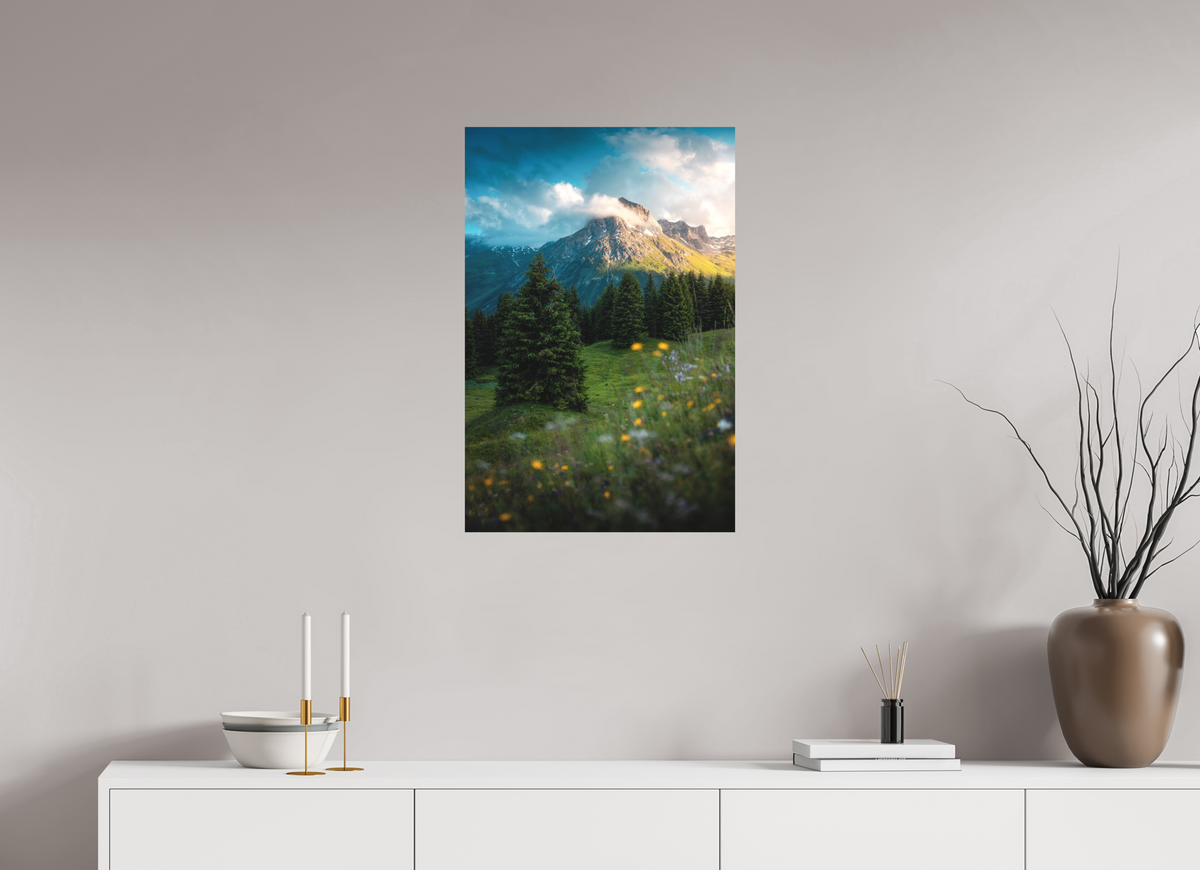 50 x 75 cm, Papierprint ohne Rahmen Omeshorn View, Lech Austria