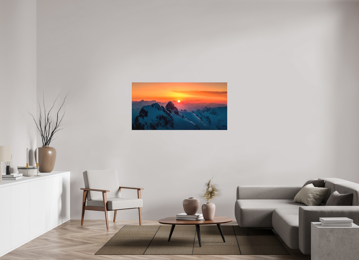 140 x 70 cm, Papierprint ohne Rahmen Winter Sunset Above Lech Zürs, Arlberg