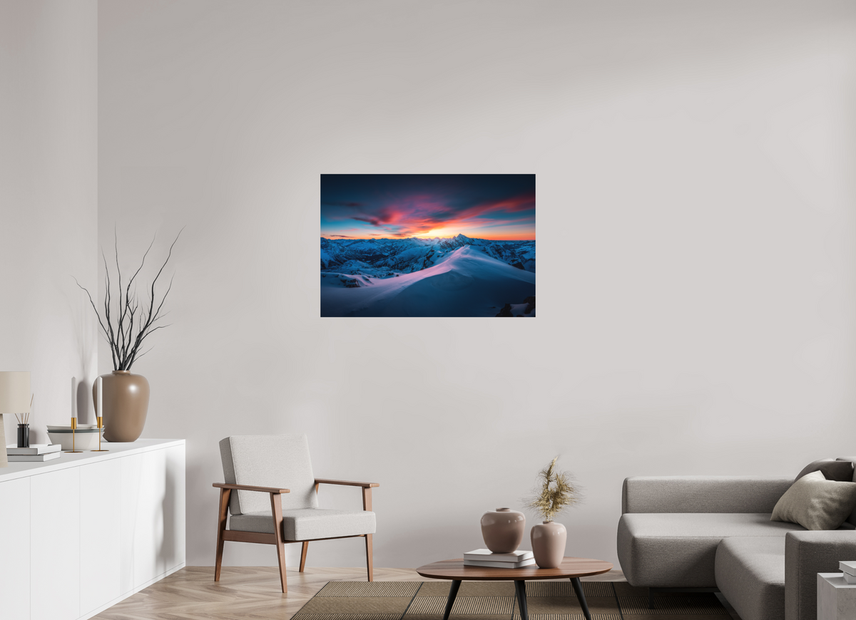 105 x 70 cm, Papierprint ohne Rahmen Sunset at the Mohnenfluh, Lech