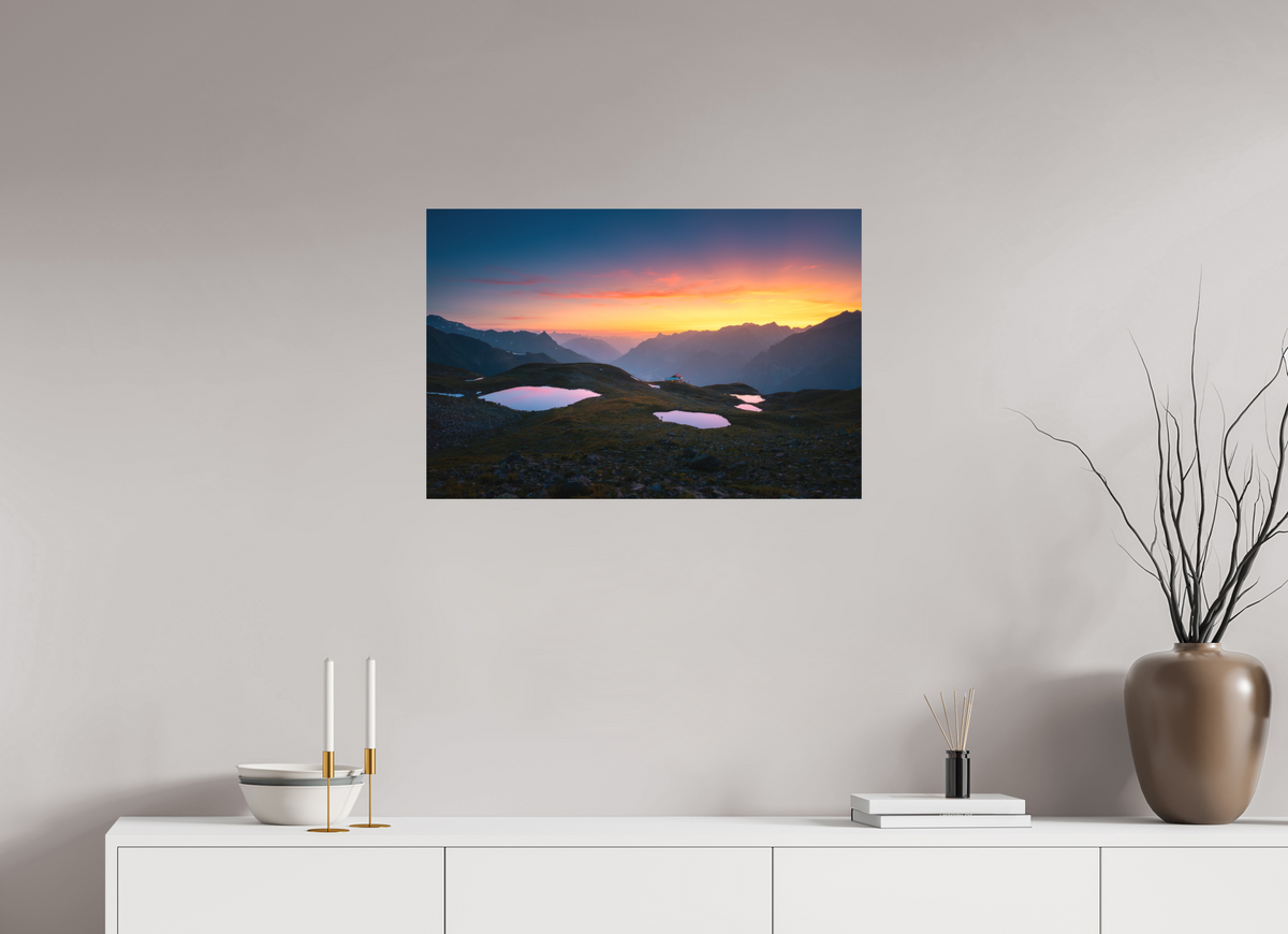 75 x 50 cm, Papierprint ohne Rahmen Mountain Lakes at Sunset