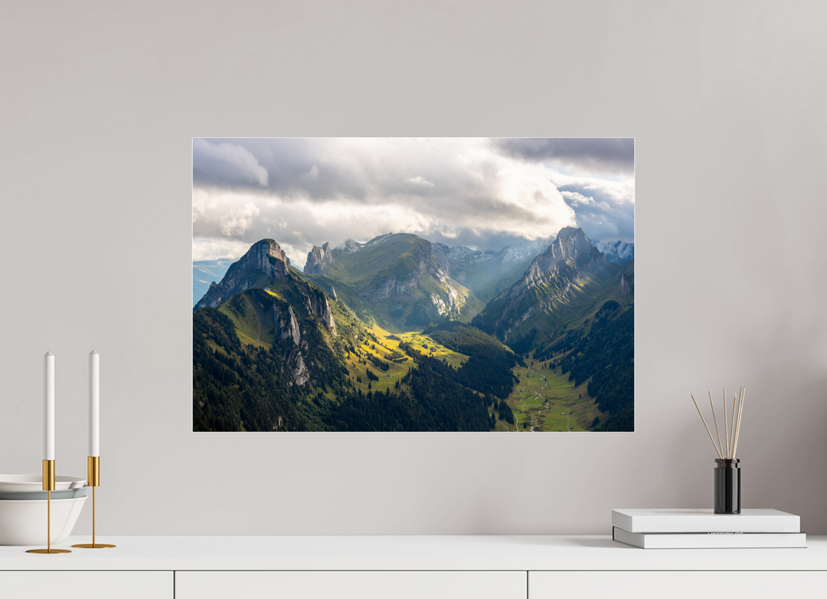 60 x 40 cm, Photo Print Under Acrylic Glass Valley in the Alpstein