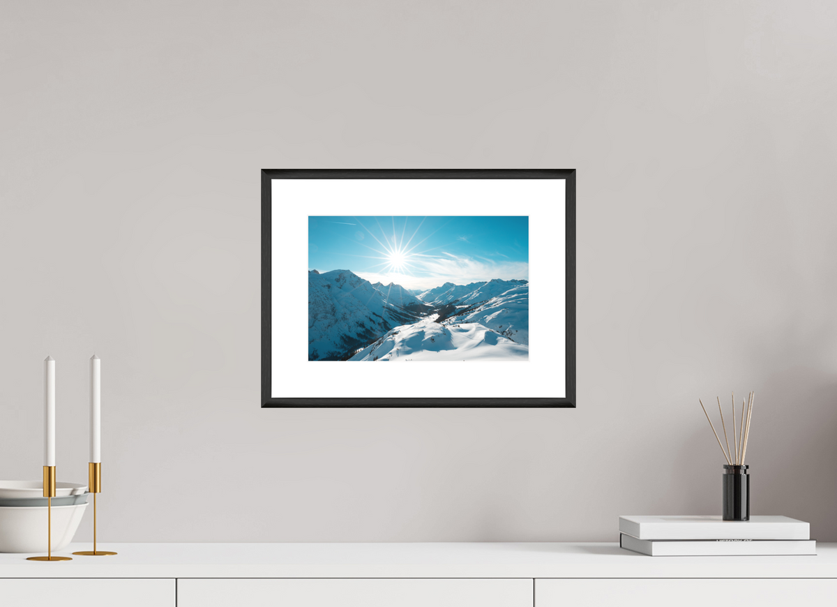 30 x 20 cm, Rahmen-Schwarz Winter Mood in the Zugertal, Lech
