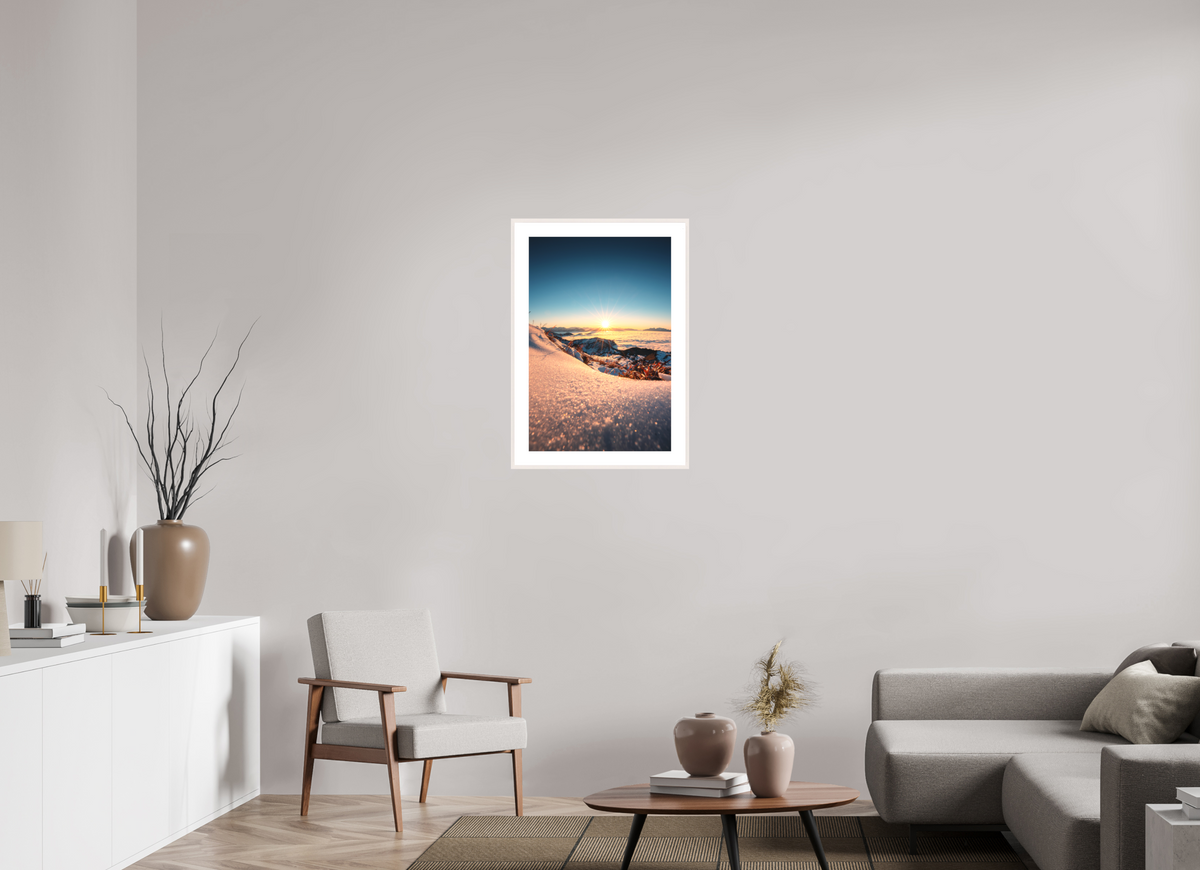 50 x 75 cm, Rahmen-Weiß Sunset Mountain Layers, Vorarlberg