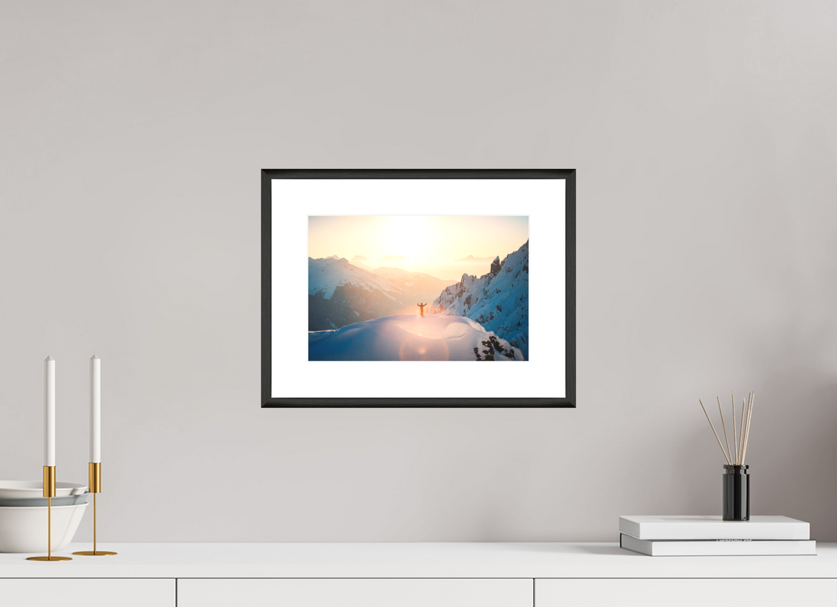 30 x 20 cm, Rahmen-Schwarz Sunset Summit, Zürs
