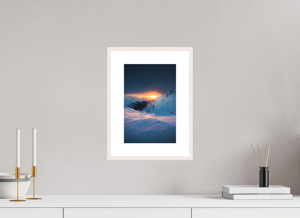 20 x 30 cm, Rahmen-Weiß Sunset Above Zürs, Arlberg