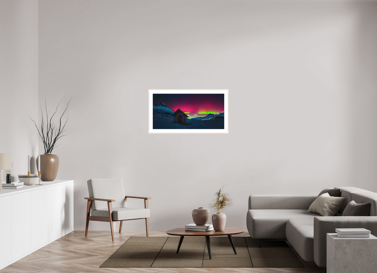 100 x 50 cm, Rahmen-Weiß Polar Lights over Zürs, Arlberg