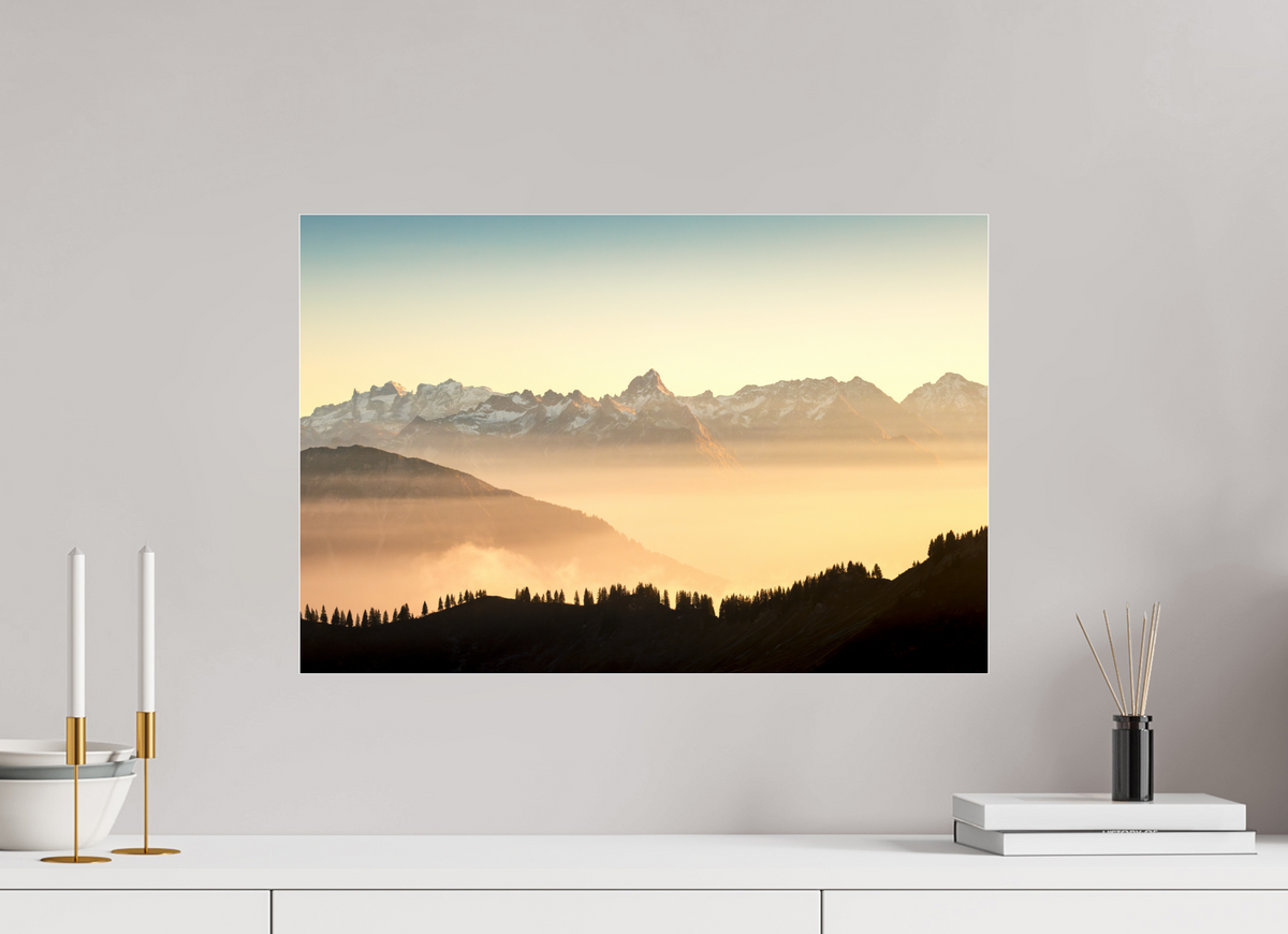 60 x 40 cm, Photo Print Under Acrylic Glass Zimba Above the Sea of Fog, Vorarlberg