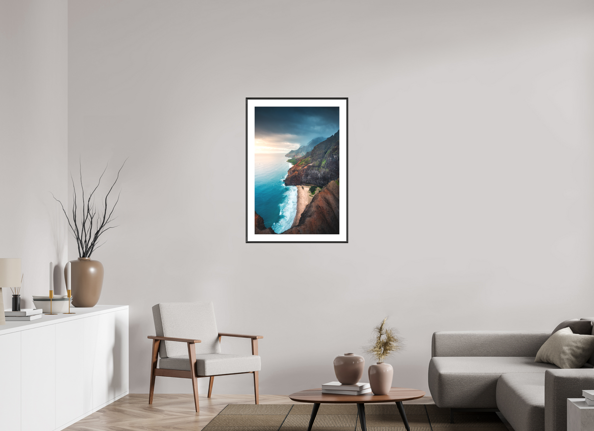 60 x 90 cm, Rahmen-Schwarz Coastline Viewpoint, Kauai