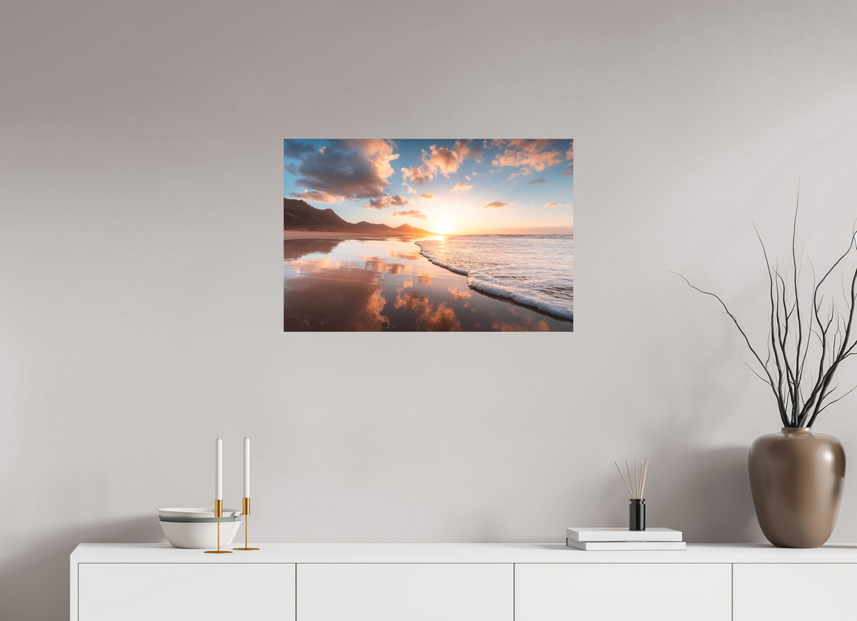 75 x 50 cm, Papierprint ohne Rahmen Sunset Reflections, Fuerteventura