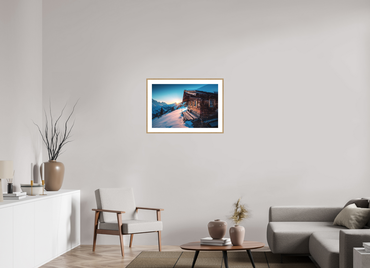 75 x 50 cm, Rahmen-Holzoptik Zuger Hütte, Arlberg