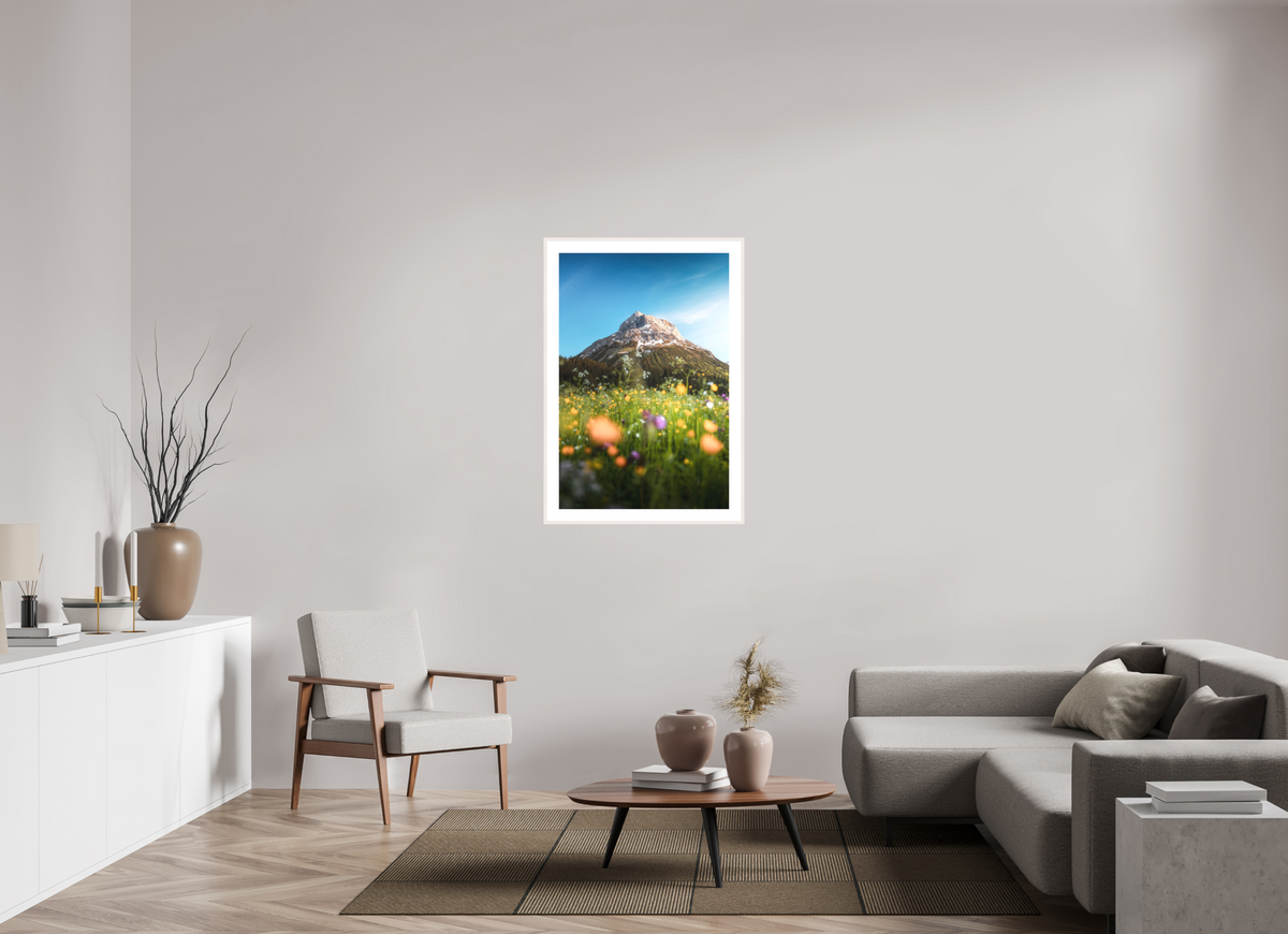 70 x 105 cm, Rahmen-Weiß Omeshorn in the Sunset Glow, Lech