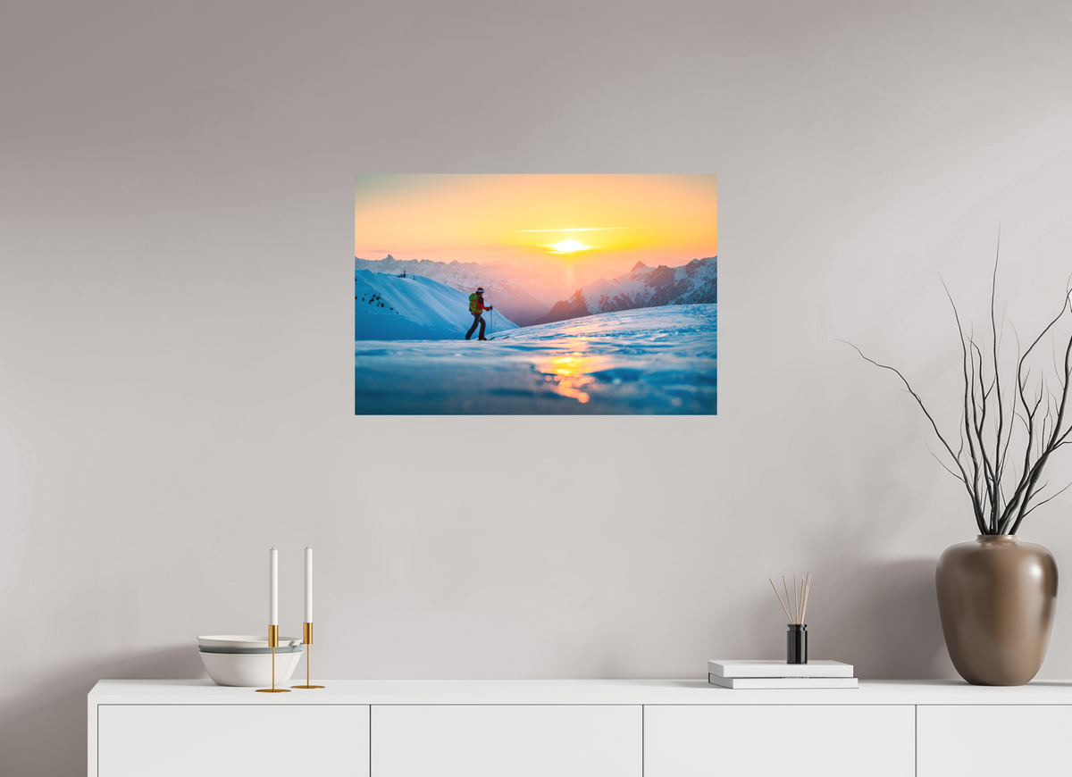 75 x 50 cm, Papierprint ohne Rahmen Ski Tour Sunset, Stuben Arlberg