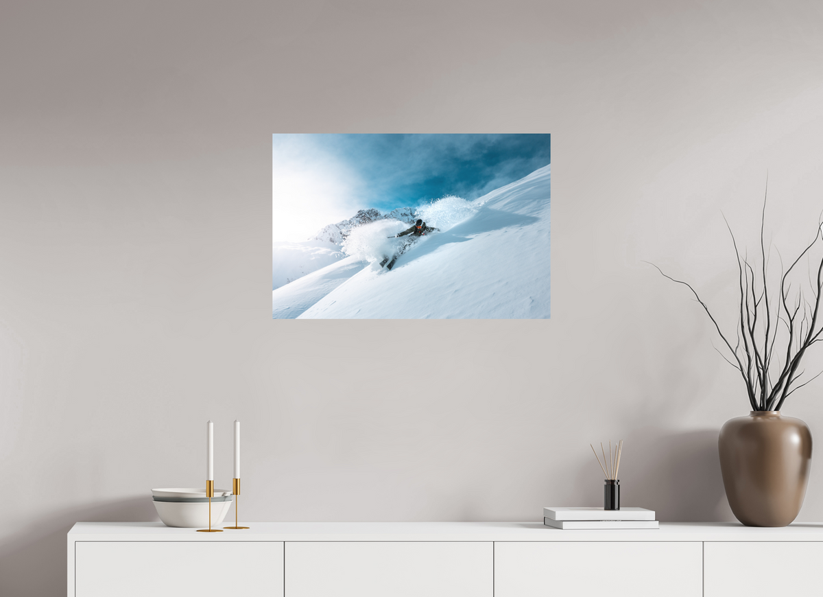 75 x 50 cm, Papierprint ohne Rahmen Deep Powder Turn, Zürs