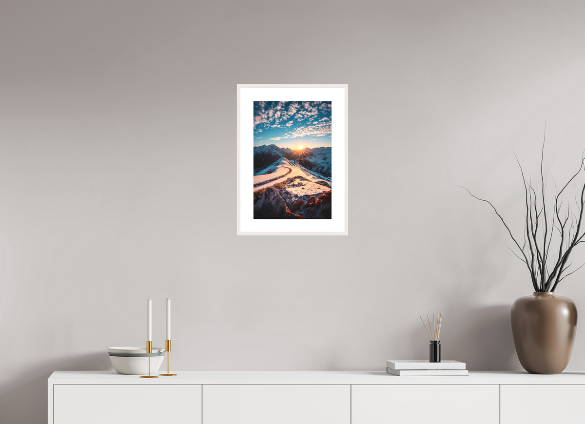 30 x 45 cm, Rahmen-Weiß Kriegerhorn at Sunset, Lech