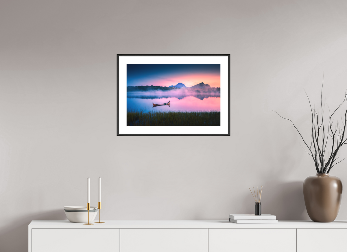 60 x 40 cm, Rahmen-Schwarz Evening Mood, Lofoten