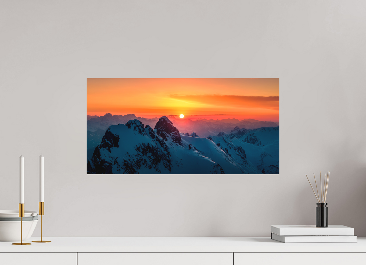 60 x 30 cm, Papierprint ohne Rahmen Winter Sunset Above Lech Zürs, Arlberg