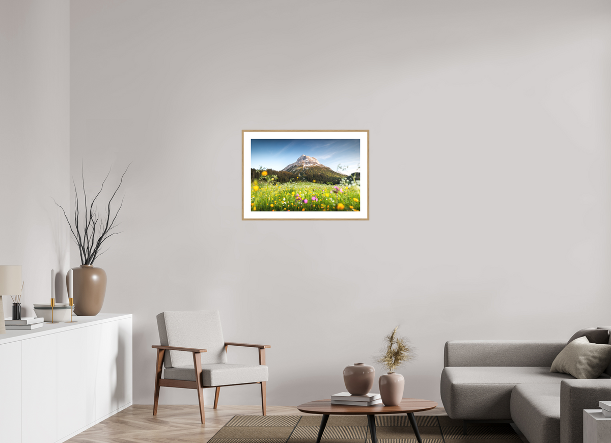 75 x 50 cm, Rahmen-Holzoptik Omeshorn, Lech Alps