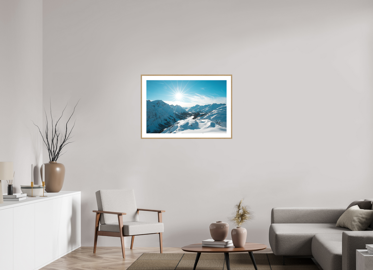 90 x 60 cm, Rahmen-Holzoptik Winter Mood in the Zugertal, Lech