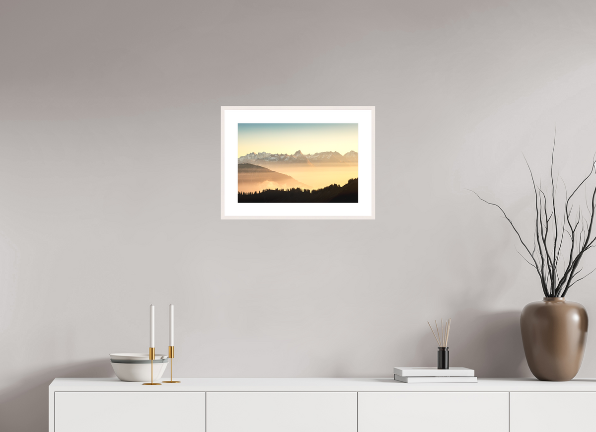 45 x 30 cm, Rahmen-Weiß Zimba Above the Sea of Fog, Vorarlberg