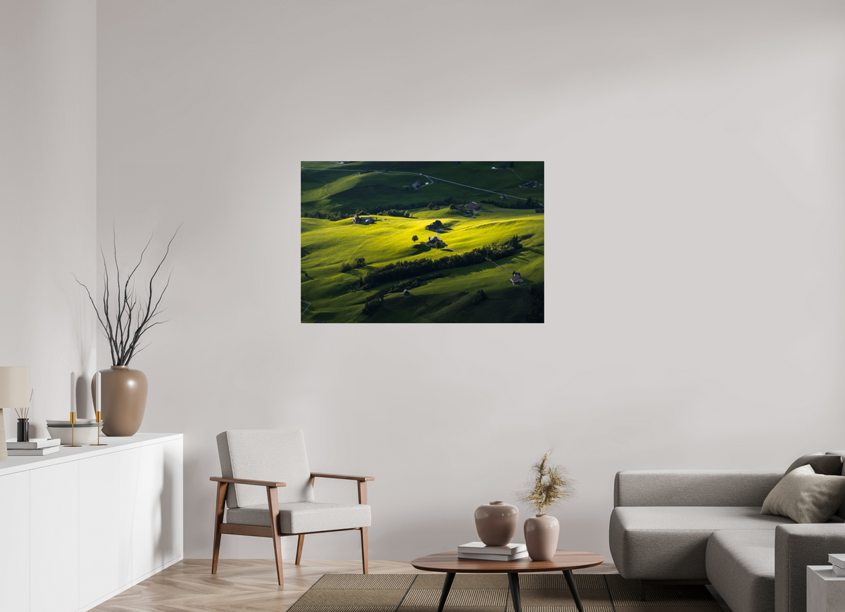 120 x 80 cm, Photo Print Under Acrylic Glass Swiss Farmland at Hoher Kasten, Alpstein