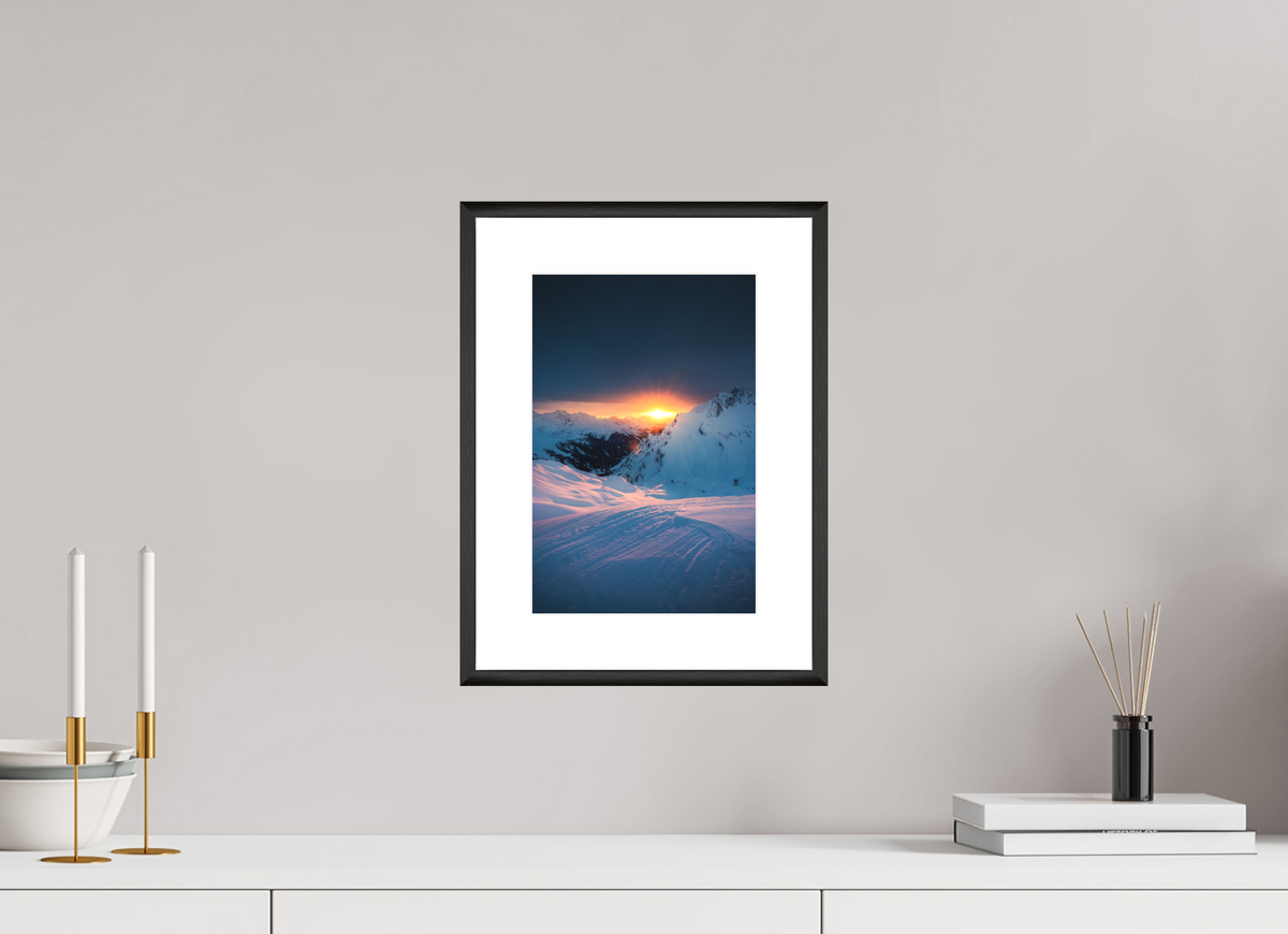 20 x 30 cm, Rahmen-Schwarz Sunset Above Zürs, Arlberg