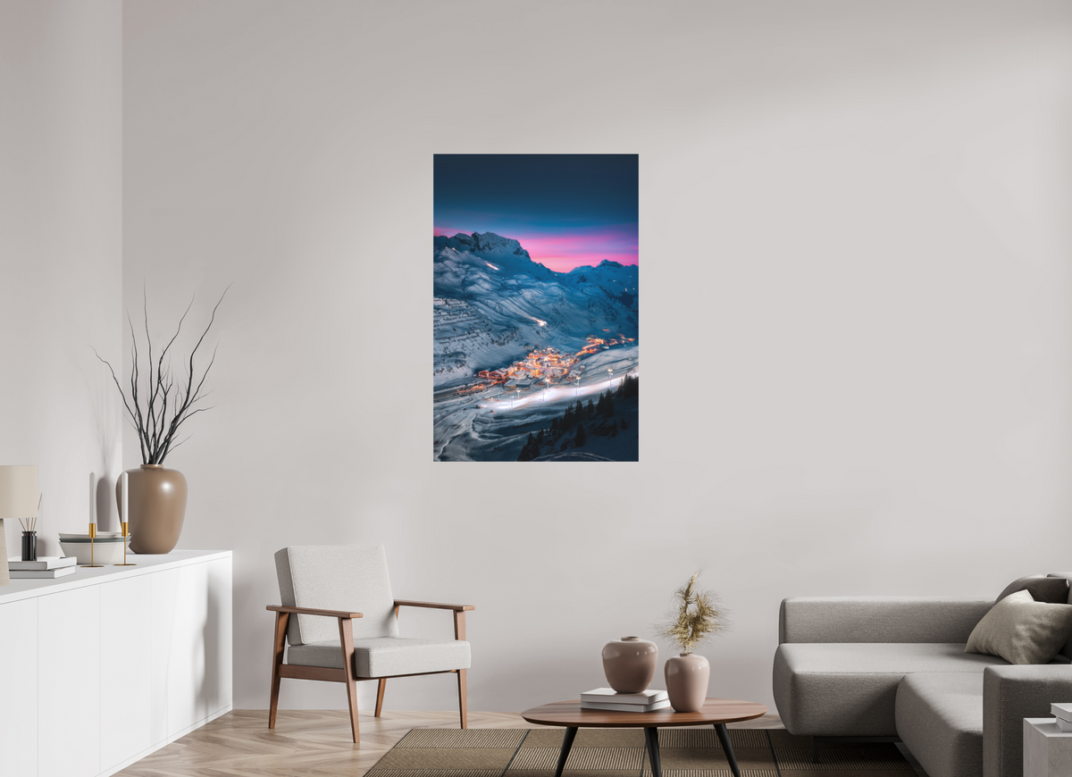 80 x 120 cm, Papierprint ohne Rahmen Zürs at Night, Arlberg