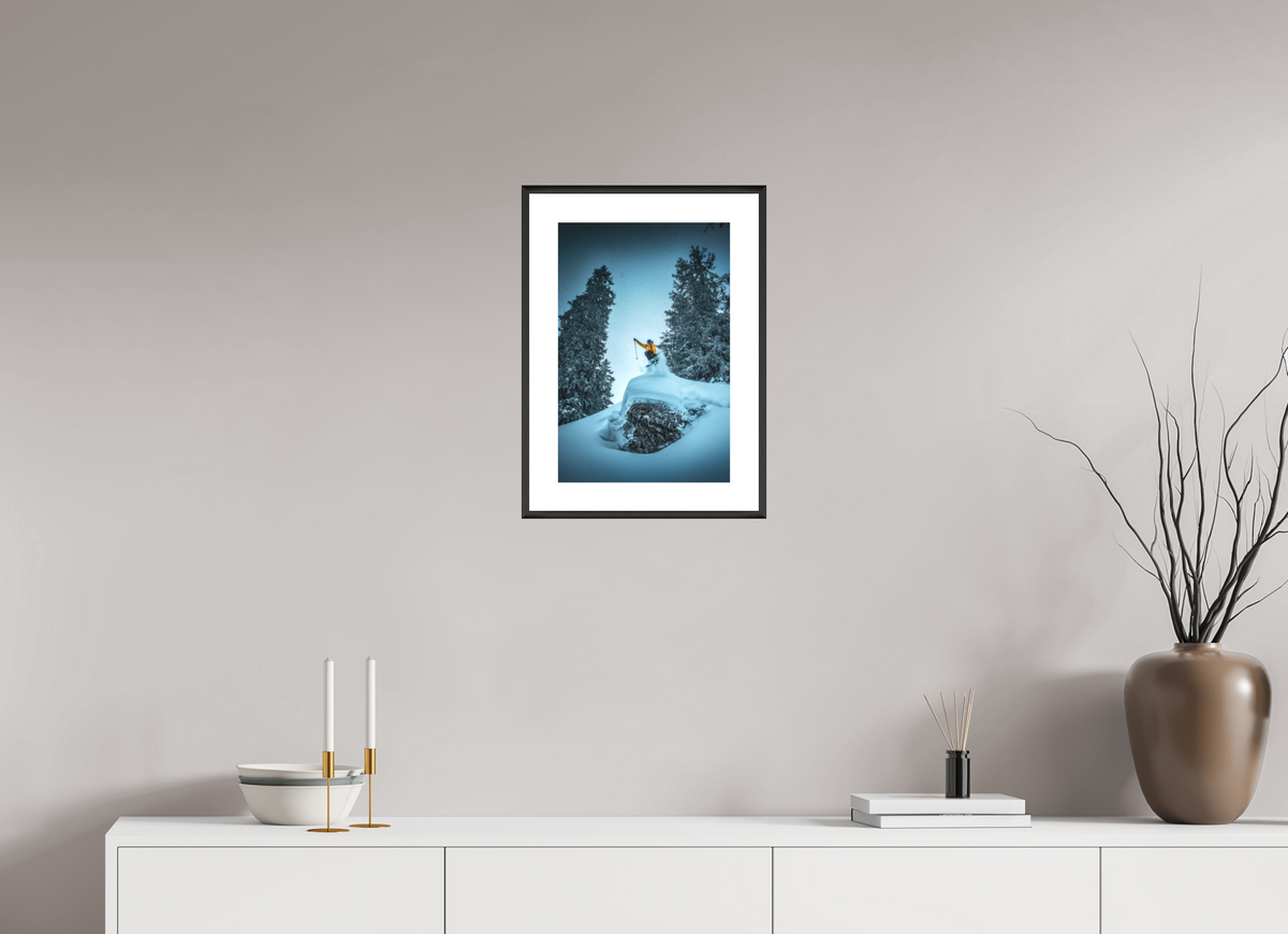 30 x 45 cm, Rahmen-Schwarz Frozen Launch Over the Trees