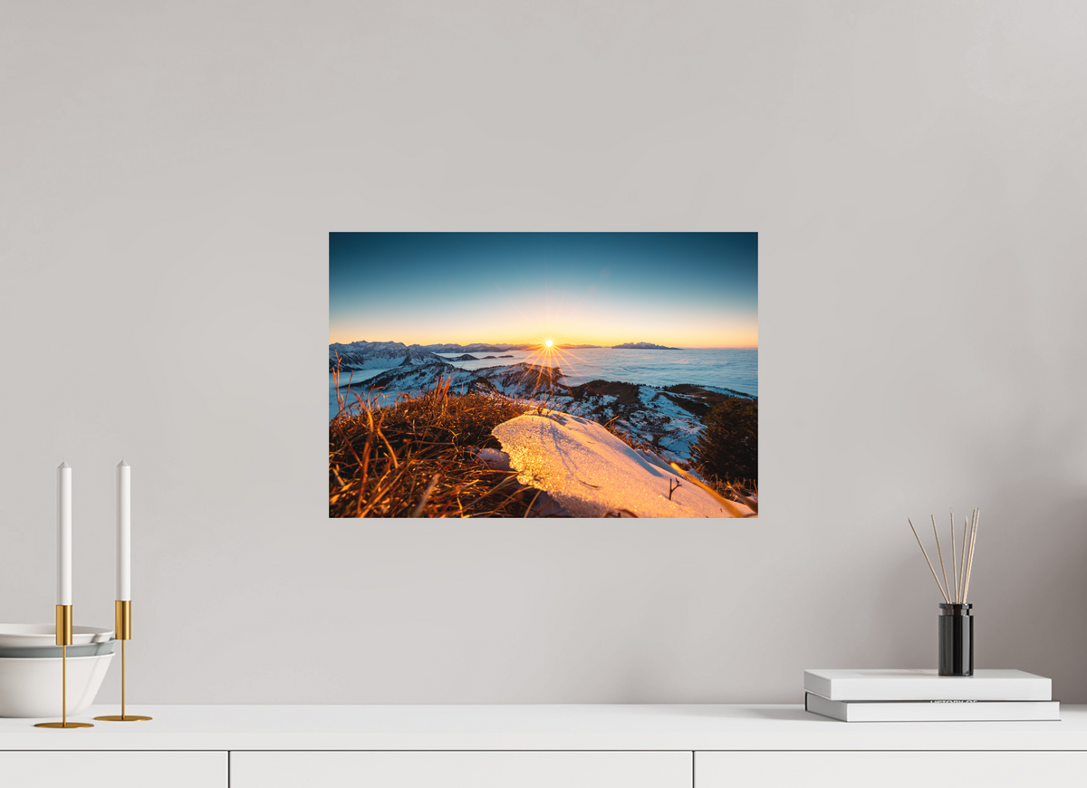 45 x 30 cm, Papierprint ohne Rahmen Sunset at the Hohe Matona, Vorarlberg