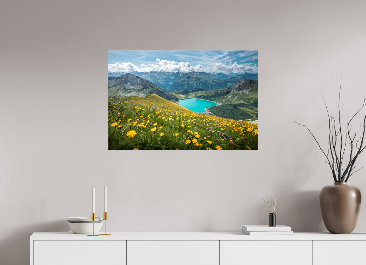 90 x 60 cm, Photo Print Under Acrylic Glass Spullersee Summer Meadow, Lech