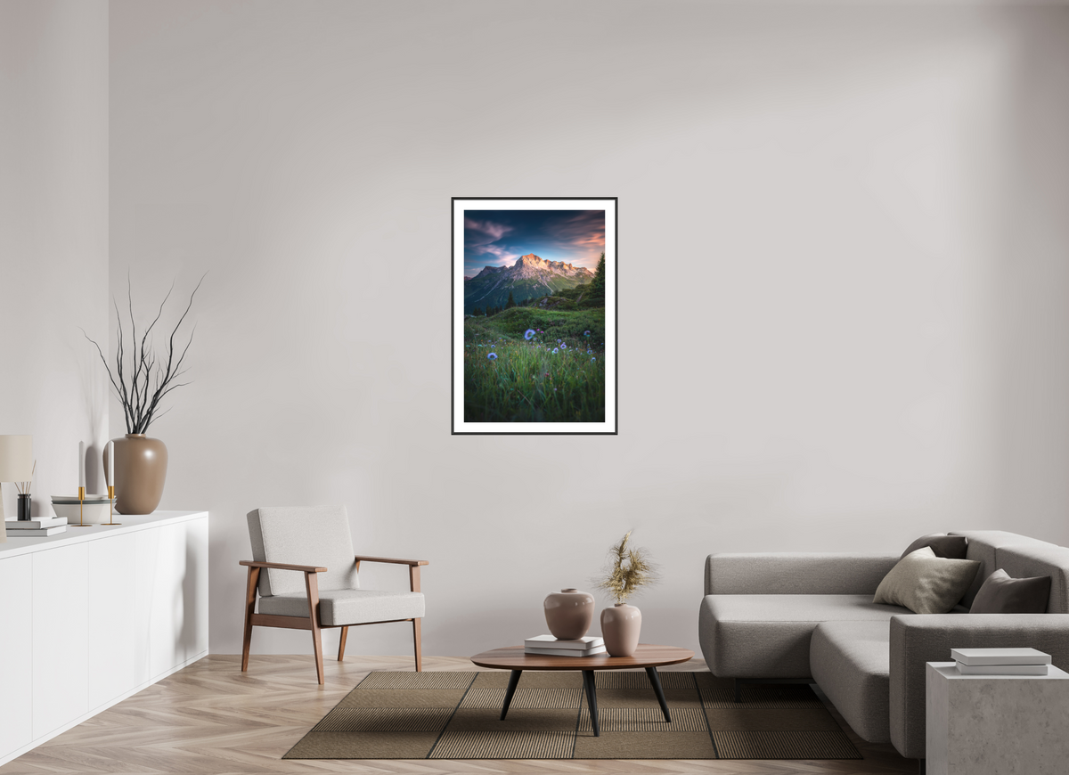70 x 105 cm, Rahmen-Schwarz Omeshorn Sunset, Lech Austria