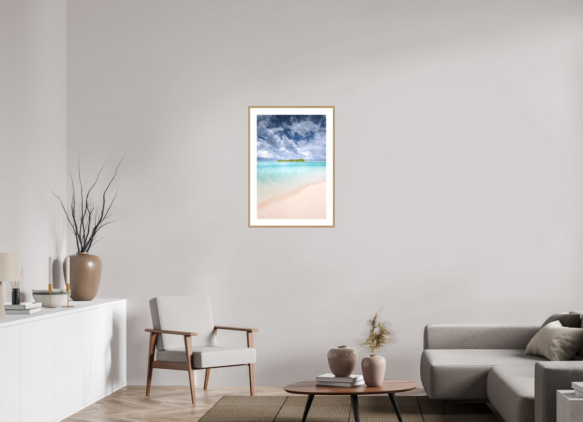 50 x 75 cm, Rahmen-Holzoptik Tropical Coastline, Aitutaki