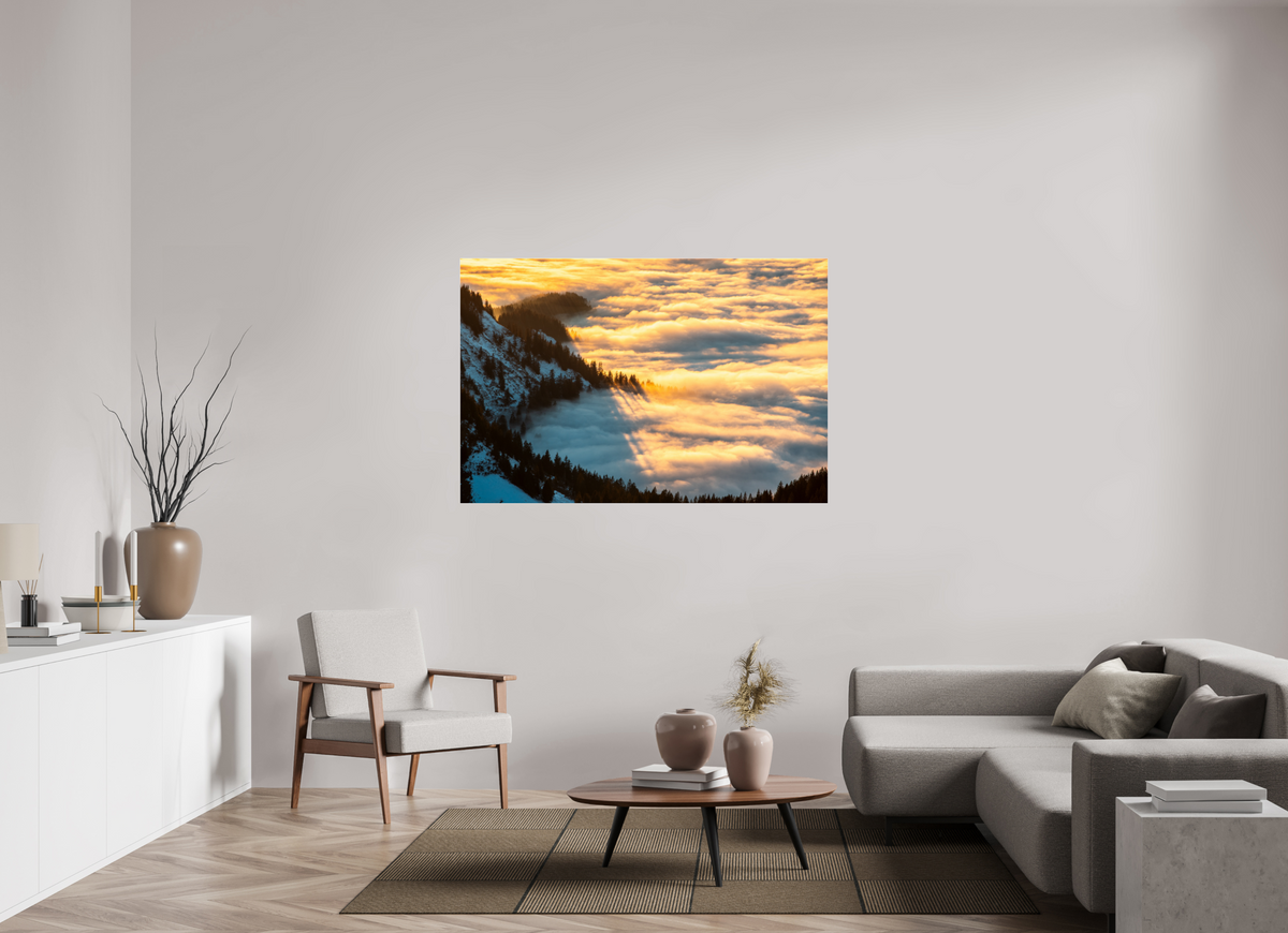 150 x 100 cm, Photo Print Under Acrylic Glass Sea of Fog at the Hohe Matona, Vorarlberg