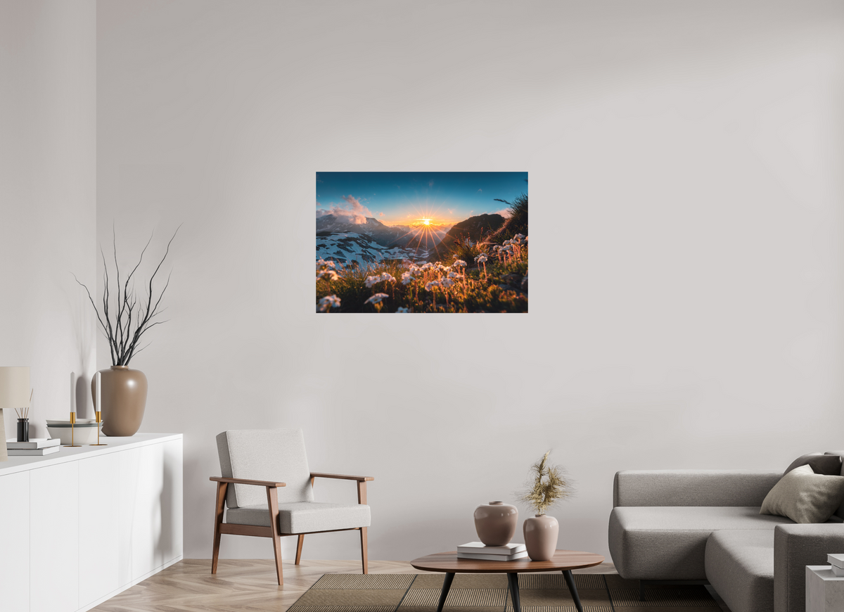 105 x 70 cm, Papierprint ohne Rahmen Sunset at the Madloch, Arlberg